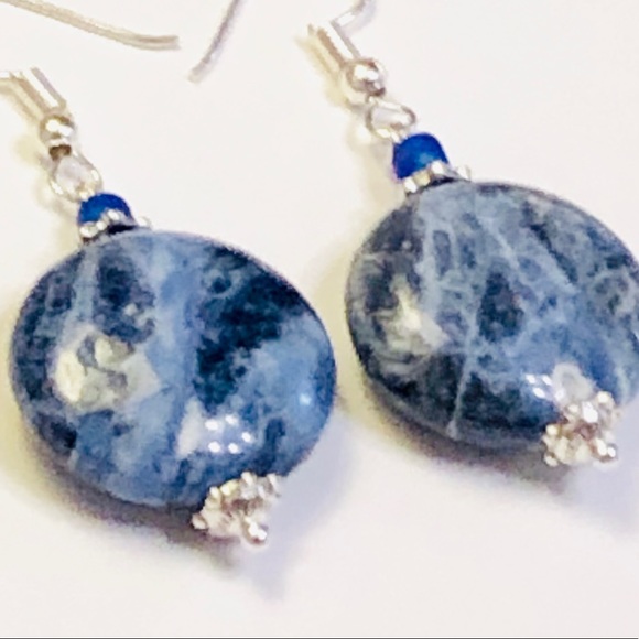 Sodalite Earrings in Sterling Silver - Picture 5 of 7